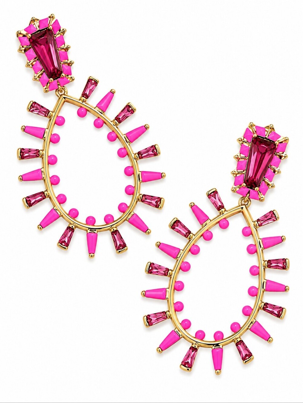 NWT Kendra Scott Kelsey Gold Statement Earrings Pink Mix - Rare